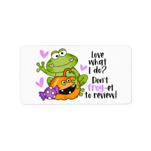 Etiqueta Cute Frog Pun Halloween Pequeña Empresa