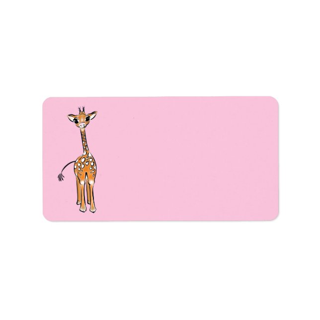 Etiqueta Cute giraffe drawing, safari animals  (Frente)