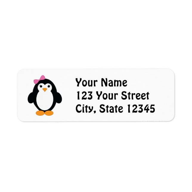 Etiqueta Cute Girl Penguin (Frente)