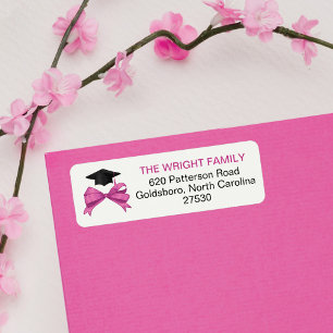 Etiqueta Cute Girly Pink Bow Graduation Cap