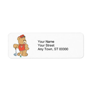 Etiqueta Cute Golfing Golfer Bear