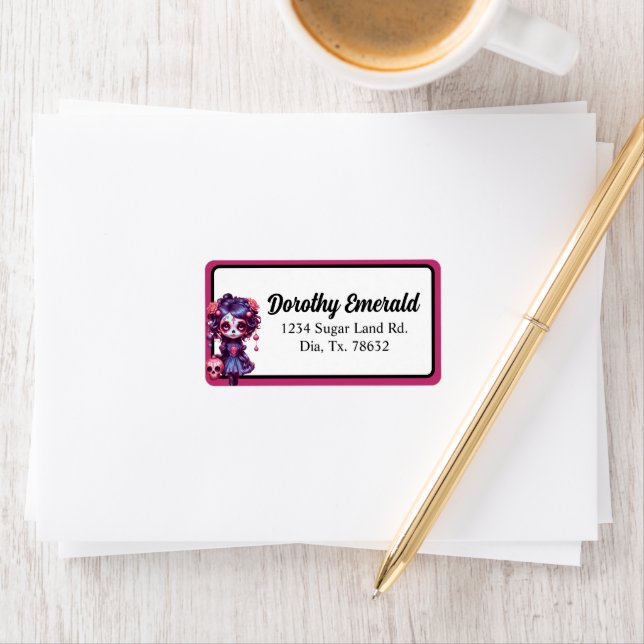 Etiqueta Cute Gothic Garden Sugar Skull (In situ)