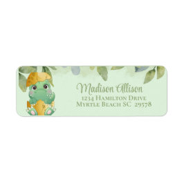 Etiqueta Cute Green Dinosaur Boys Baby Shower