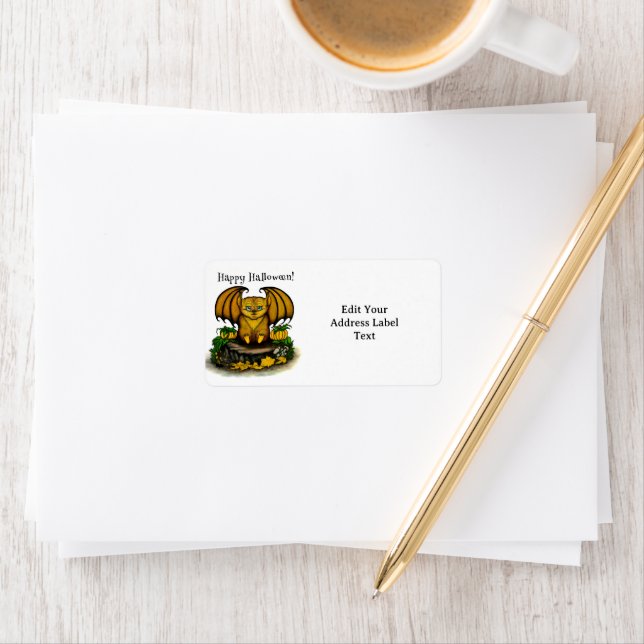 Etiqueta Cute Halloween Bat (In situ)