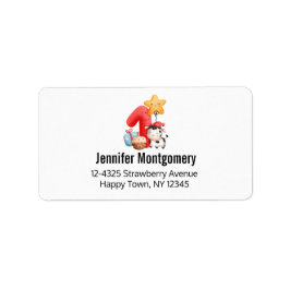 Etiqueta Cute Happy Cow 1st Birthday