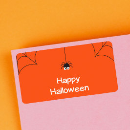 Etiqueta Cute Happy Halloween Hanging Spider with Web