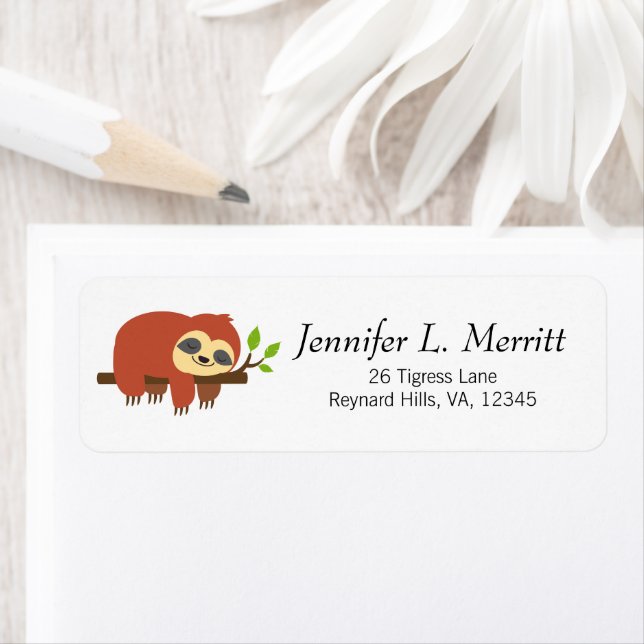 Etiqueta Cute Happy Lazy Sloe Napping Art (In situ)