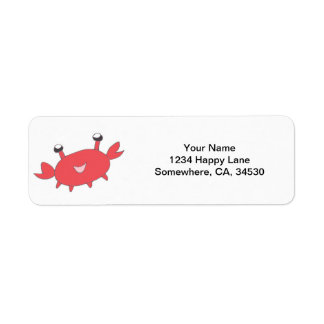Etiqueta Cute Happy Red Crab