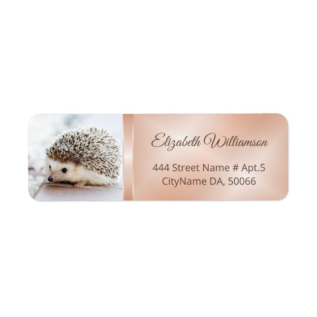 Etiqueta Cute Hedgehog Rosa Gold (Frente)