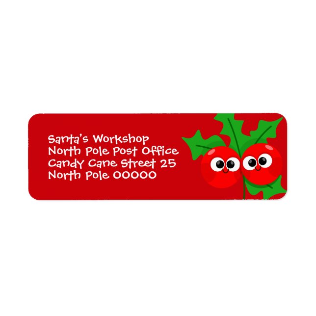 Etiqueta Cute Holly Berry Kids Christmas Address Label (Frente)