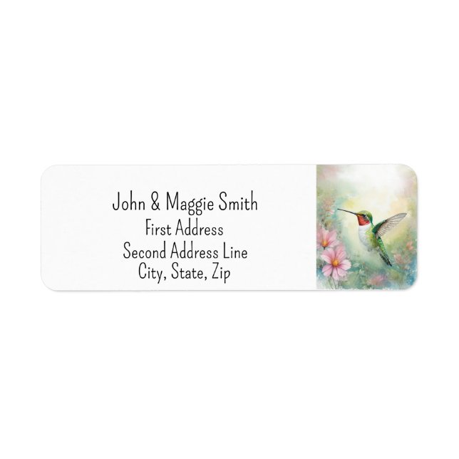 Etiqueta Cute Hummingbird Wildlife Nature Arte Animal (Frente)