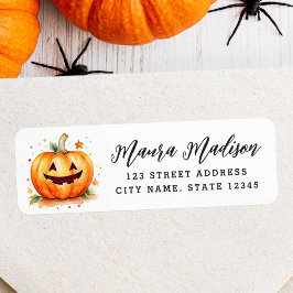 Etiqueta Cute Jack o lantern Halloween dirección de retorno