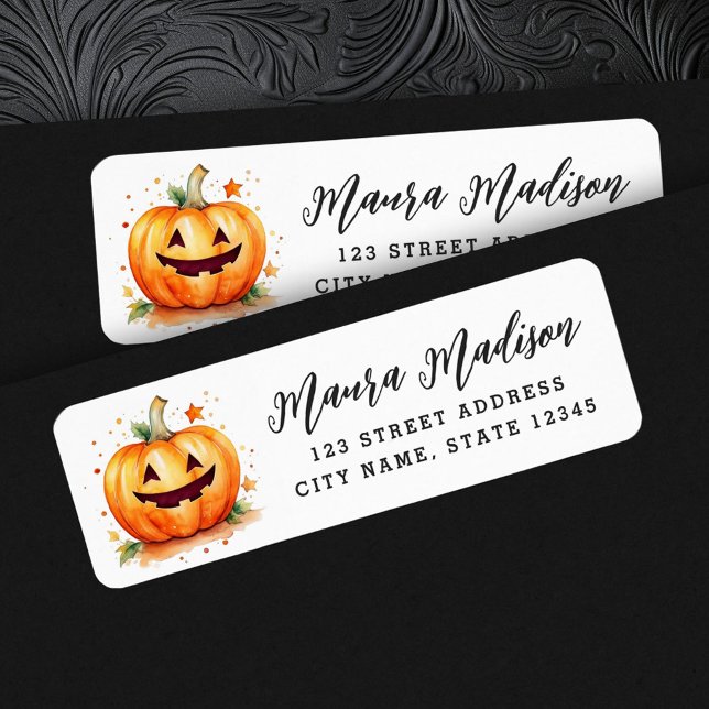 Etiqueta Cute Jack o lantern Halloween dirección de retorno (Cute Jack o lantern Halloween return address Label)