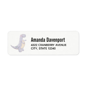 Etiqueta Cute juguete de dinosaurio gris acuarela 