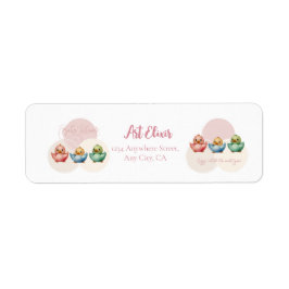Etiqueta Cute Kawaii Egg Birds Pastel de Baby Shower de col