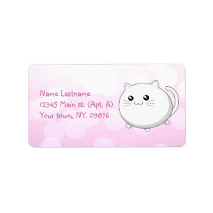 Etiqueta Cute kawaii gatito blanco