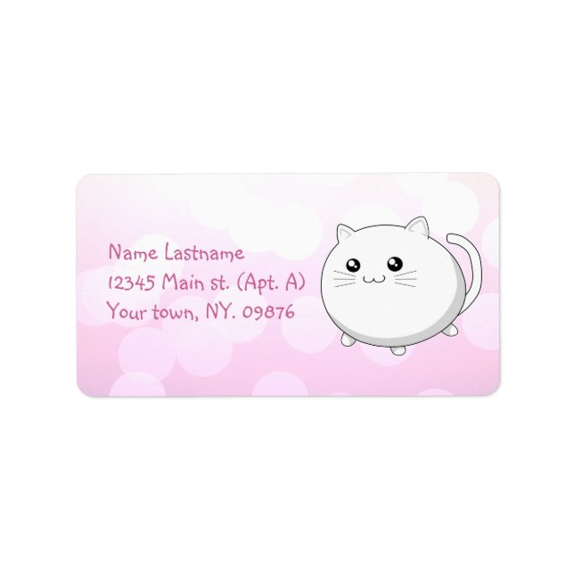 Etiqueta Cute kawaii gatito blanco (Frente)