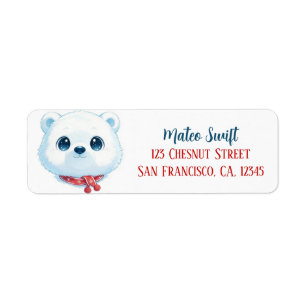Etiqueta Cute Kawaii Oso Polar Navidad Personalizado