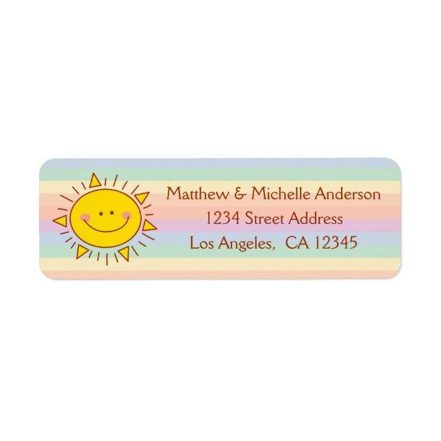 Etiqueta Cute Kawaii Pequeño Doodle Arcoiris Sunshine (Frente)