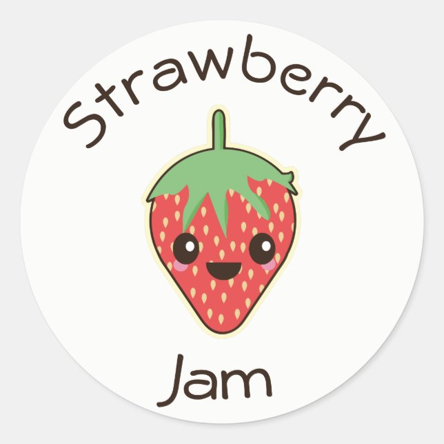 Etiqueta Cute Kawaii Strawberry Jam (Anverso)