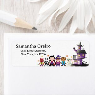 Etiqueta Cute Kids Halloween Fiesta de disfraces