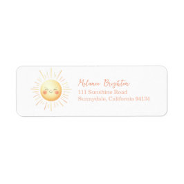 Etiqueta Cute Kids Sonriendo Watercolor Sun Dirección de Re