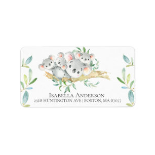Etiqueta Cute Koala Bear Triplets Baby Boy Shower