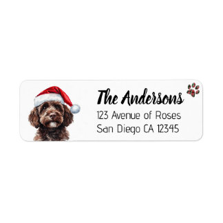 Etiqueta Cute Labradoodle with Santa Hat