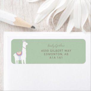 Etiqueta Cute Llama shower de bebé niño azul turquesa y mar