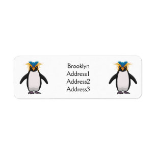 Etiqueta Cute macaroni penguin cartoon illustration