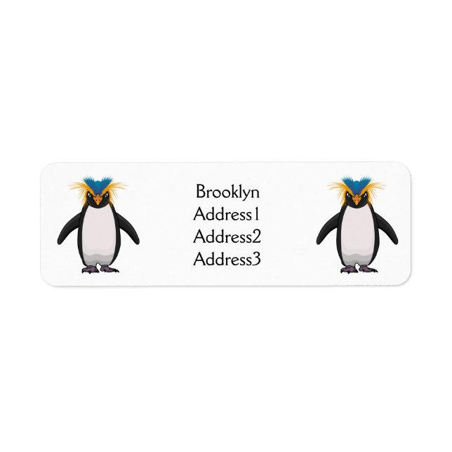 Etiqueta Cute macaroni penguin cartoon illustration (Frente)