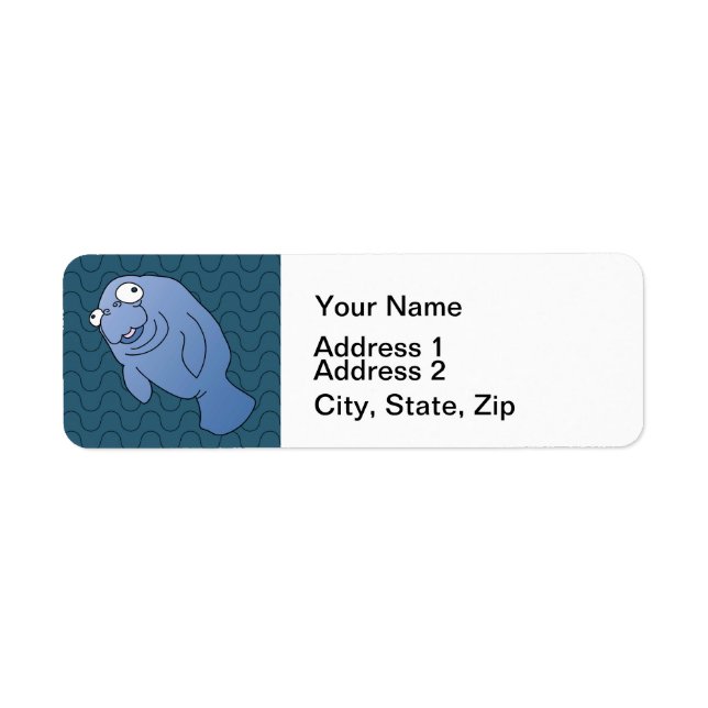 Etiqueta Cute Manatee Hugger Cartoon Animal (Frente)