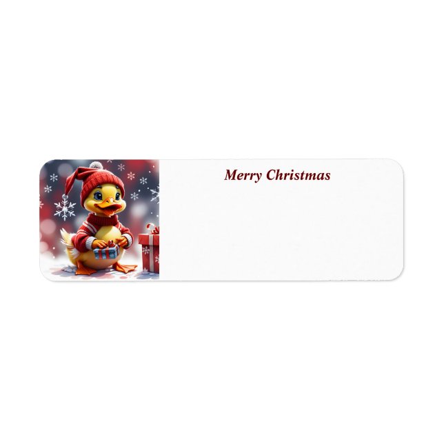 Etiqueta Cute Merry Christmas Duck (Frente)