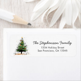 Etiqueta Cute Modern Christmas Tree Festive Return Address