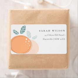 Etiqueta Cute Moderno Resumen Naranja Fruity Dirección Negr