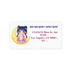 Etiqueta Cute Moon Bunny Girl