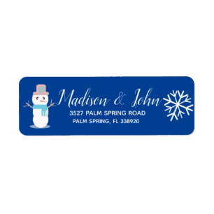 Etiqueta Cute Navidad Muñeco de Nieve Copo de Nieve Direcci