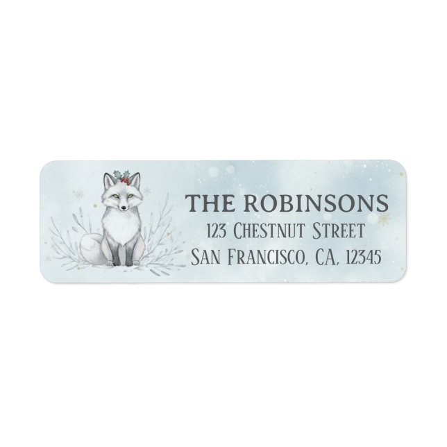 Etiqueta Cute Navidad Polar Fox Navidad Personalizada (Frente)