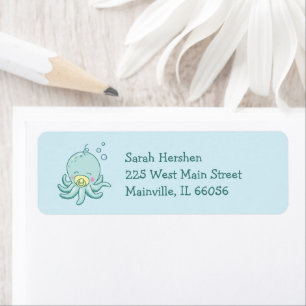 Etiqueta Cute Octopus Baby Shower Kawaii