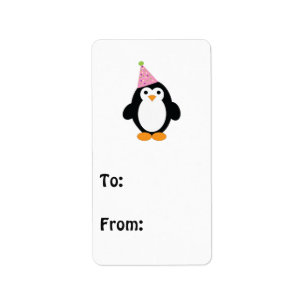 Etiqueta Cute Party Penguin