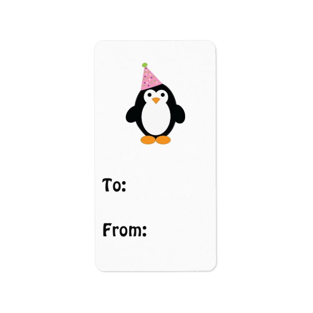 Etiqueta Cute Party Penguin (Frente)