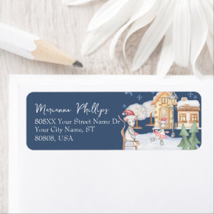 Etiqueta Cute Patinaje sobre Hielo Rats Winter Village Esce