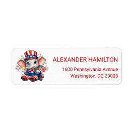 Etiqueta  Cute Patriotic Elephant Return Address