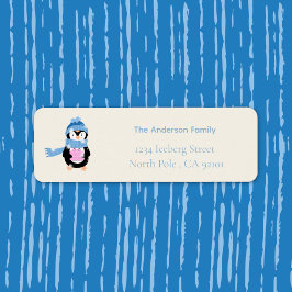 Etiqueta Cute Penguin and Gift Holiday Return Address Label