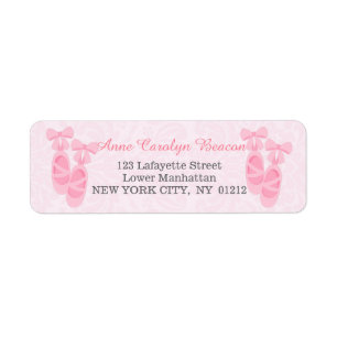 Etiqueta Cute Pink Ballet Zapatos Damask Personalizado