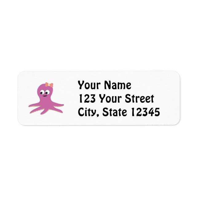 Etiqueta Cute pink girl Octopus (Frente)