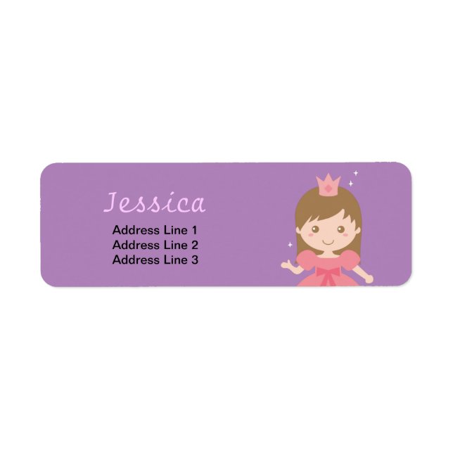 Etiqueta Cute Princesa, Rosa para Niñas Pequeñas (Frente)