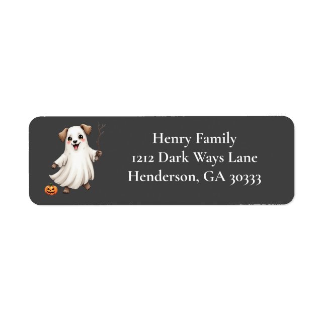 Etiqueta Cute Puppy Ghost Halloween (Frente)