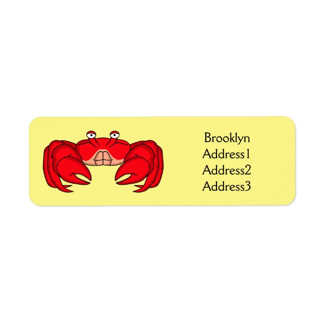 Etiqueta Cute red crab cartoon illustration (Frente)