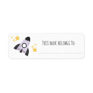 Etiqueta Cute Rocket & Stars Este Libro Pertenece A